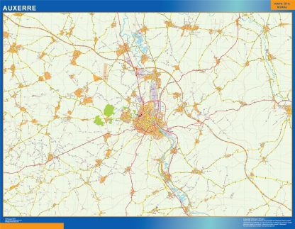 Carte Auxerre plastifiée