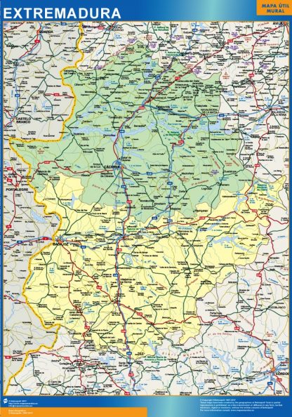 Carte Estrémadure provinces plastifiée