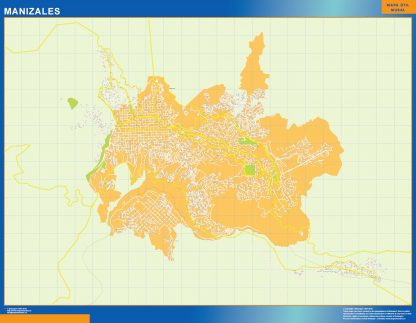 Carte Manizales plastifiée Colombie