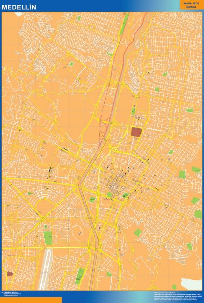 Carte Medellin plastifiée Colombie