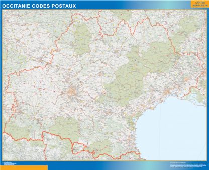 Carte OccitanIe plastifiée codes postaux