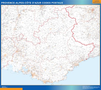 Carte Région plastifiée Provence alpes cote azur codes postaux