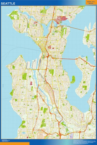 Carte Seattle plastifiée