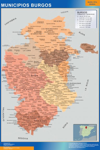 Carte communes province Burgos plastifiée