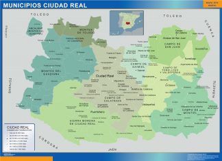 Carte communes province Ciudad Real plastifiée