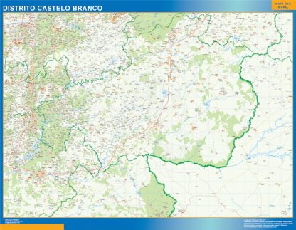 Carte district Castelo Branco plastifiée