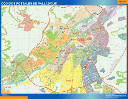 Carte plastifiée Valladolid codes postaux