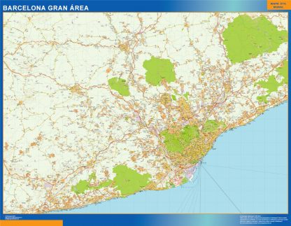 Carte routière Barcelona grande région plastifiée