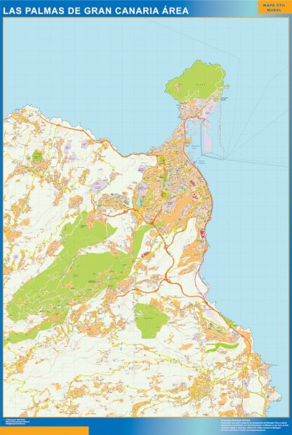 Carte routière Las Palmas Gran Canaria région plastifiée