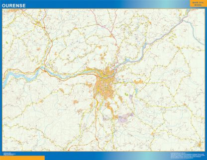 Carte routière Ourense région plastifiée