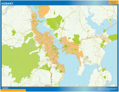 Mapa Hobart plastifiée Australie