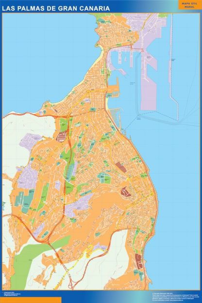 Plan des rues Las Palmas De Gran Canaria plastifiée