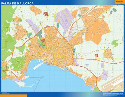 Plan des rues Palma Mallorca plastifiée